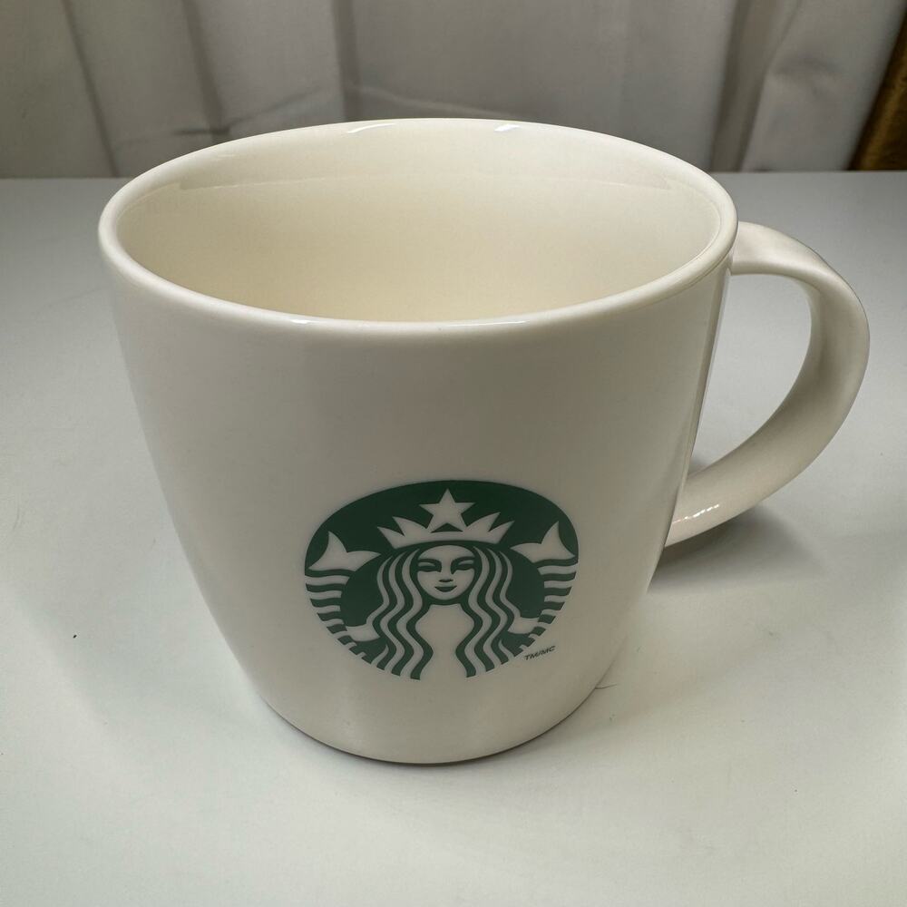 Starbucks 2013 Coffee Cup Mug Off White Bone China Green Classic Siren 12 Oz VTG